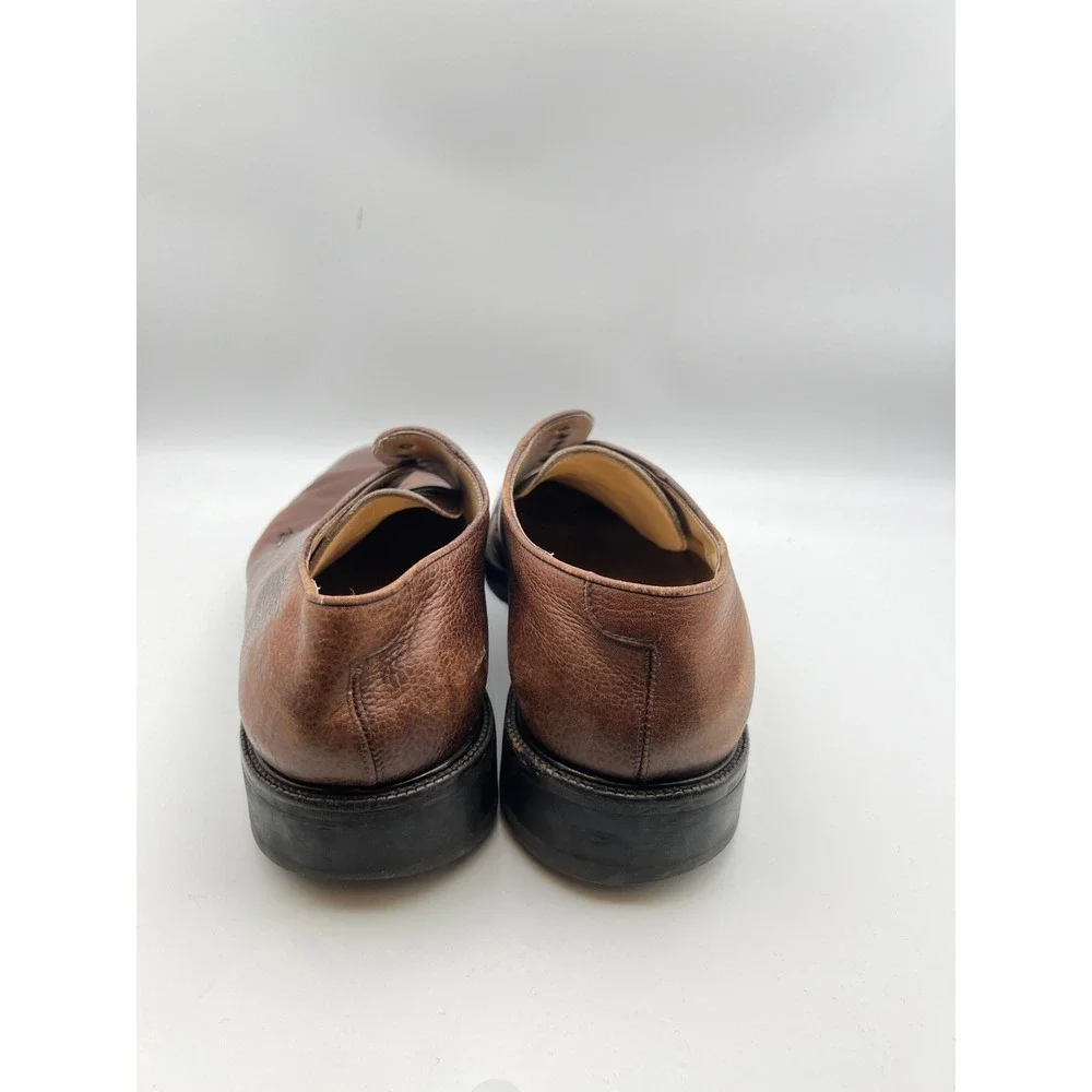 Salvatore Ferragamo Italy Mens 11D Brown Pebbled Leather Derby Shoes 3484 B22